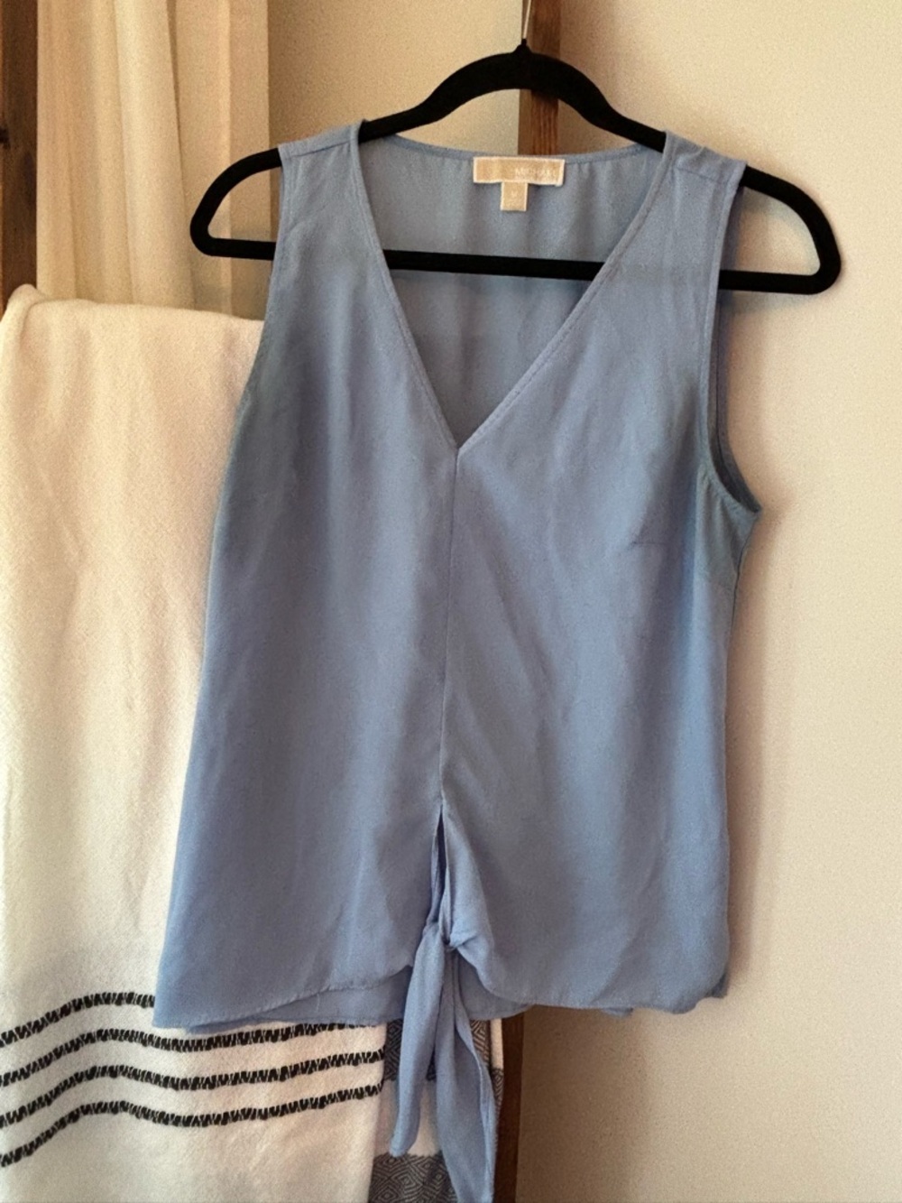 Michael Kors Light Blue V‑Neck Tie Front Camisole